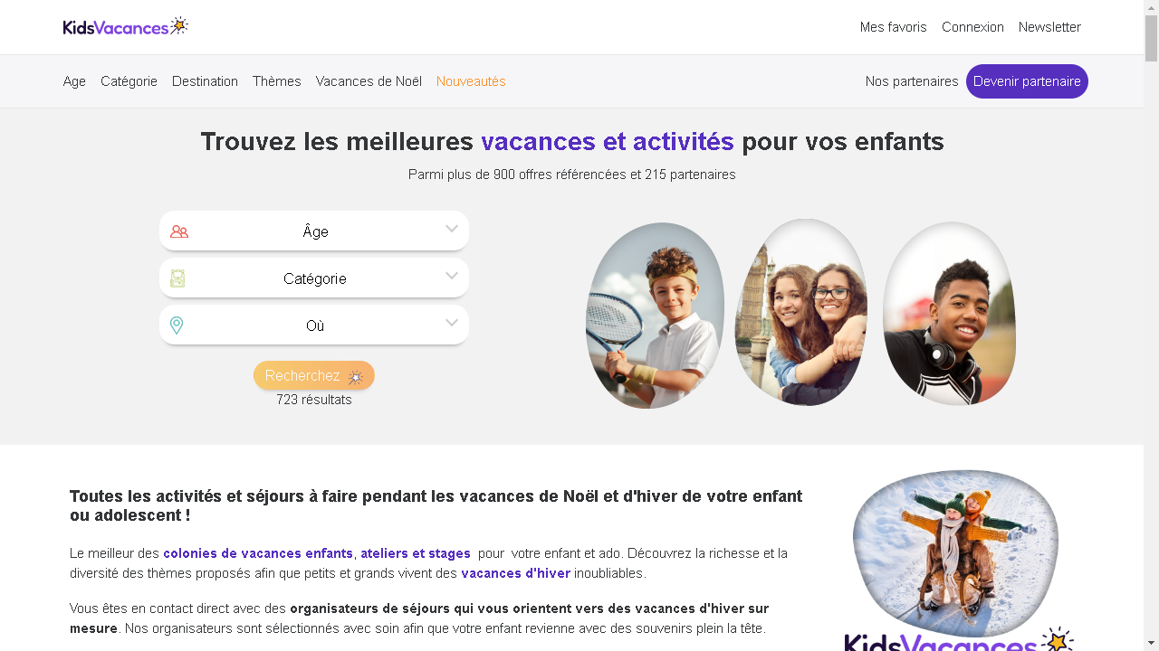 Capture d'écran de https://www.kidsvacances.fr/